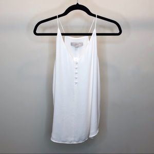 LOFT Cream Half Button Tank Top
